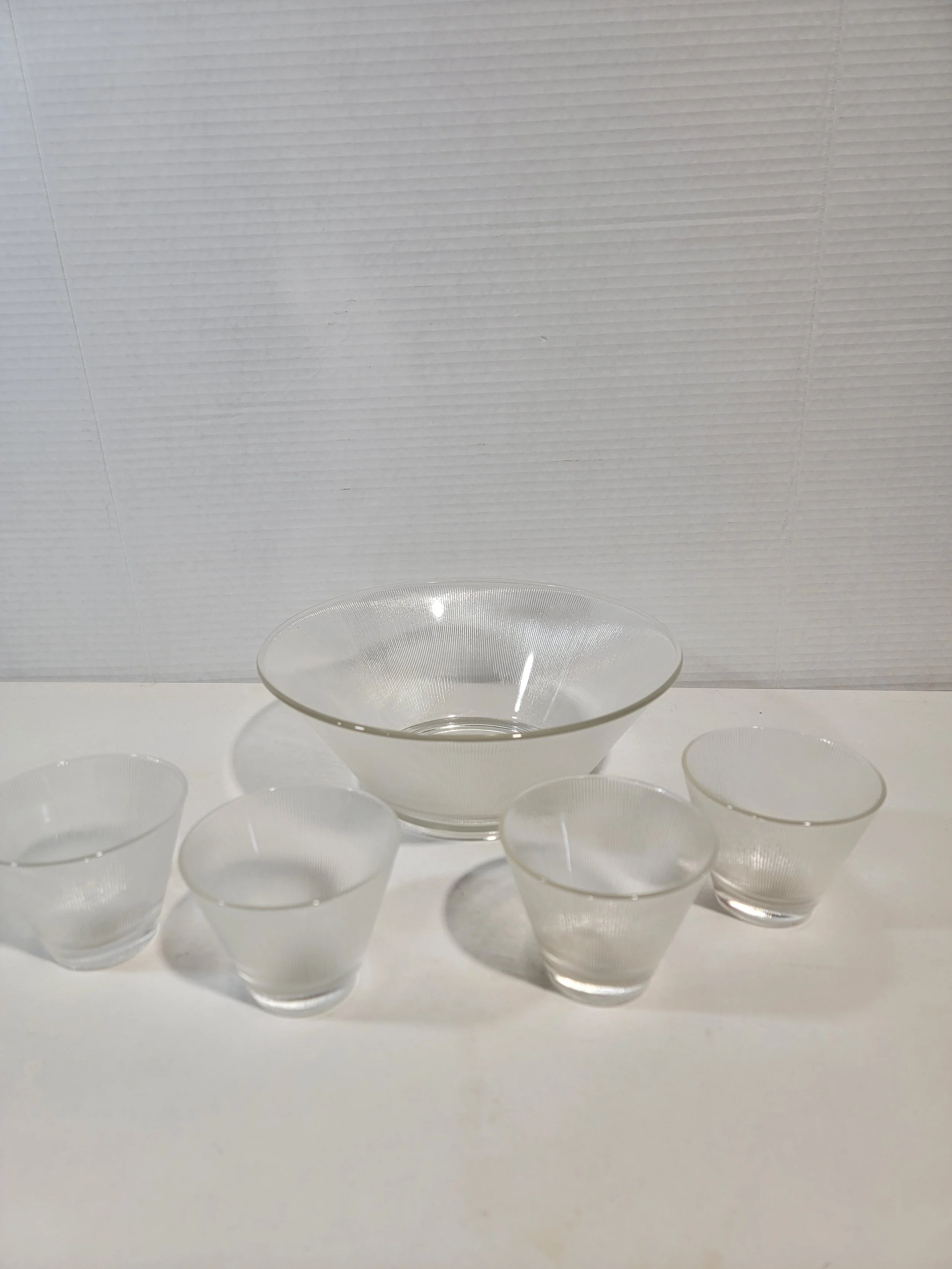 Vintage Federal Glass Norse Prismatic Punch Bowl and Matching Cups A3 (Copy)