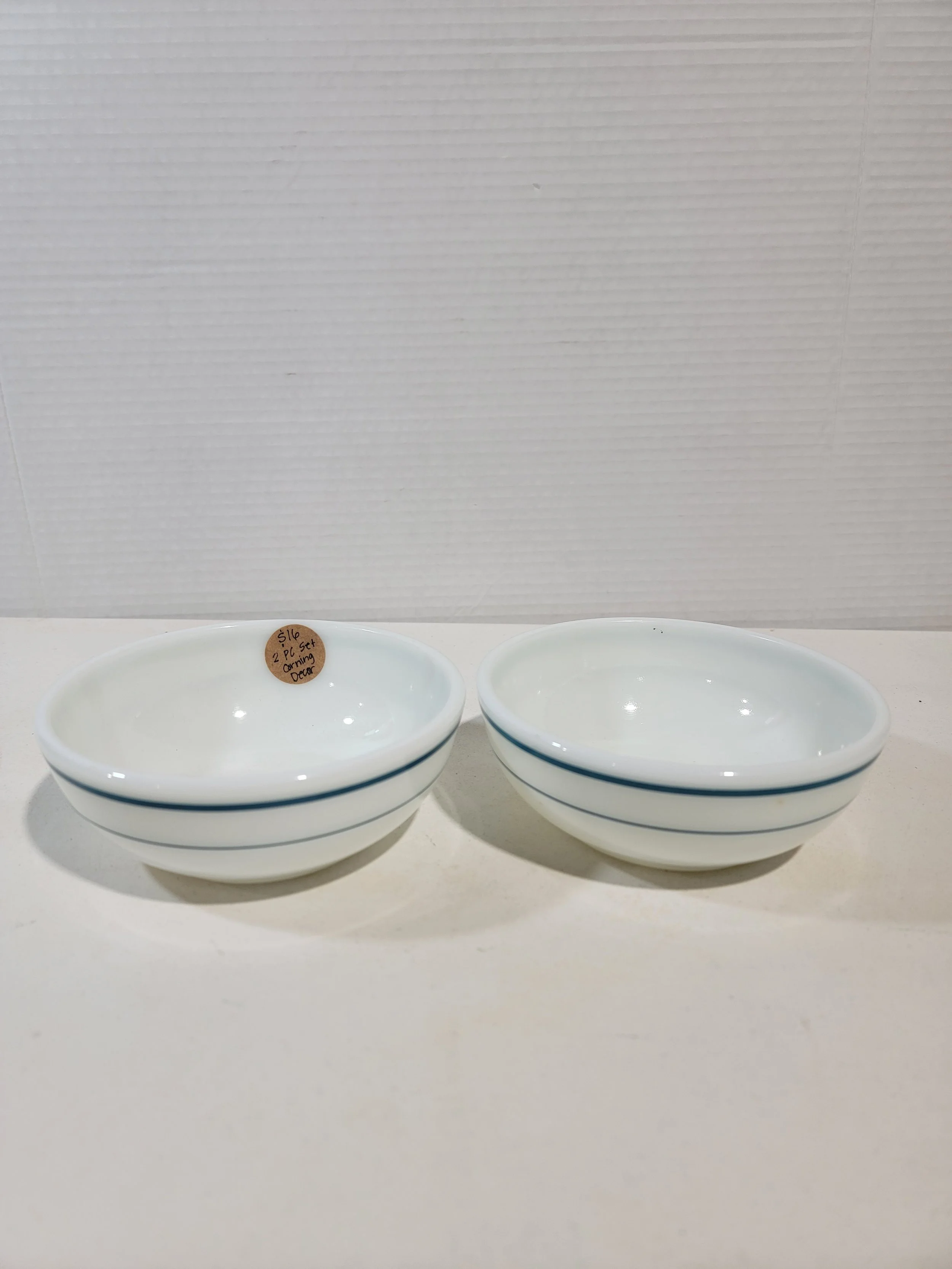 Vintage Corning Decor Teal Stripe Bowls A2