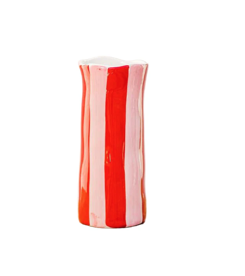 Red & Pink Stripe Vase