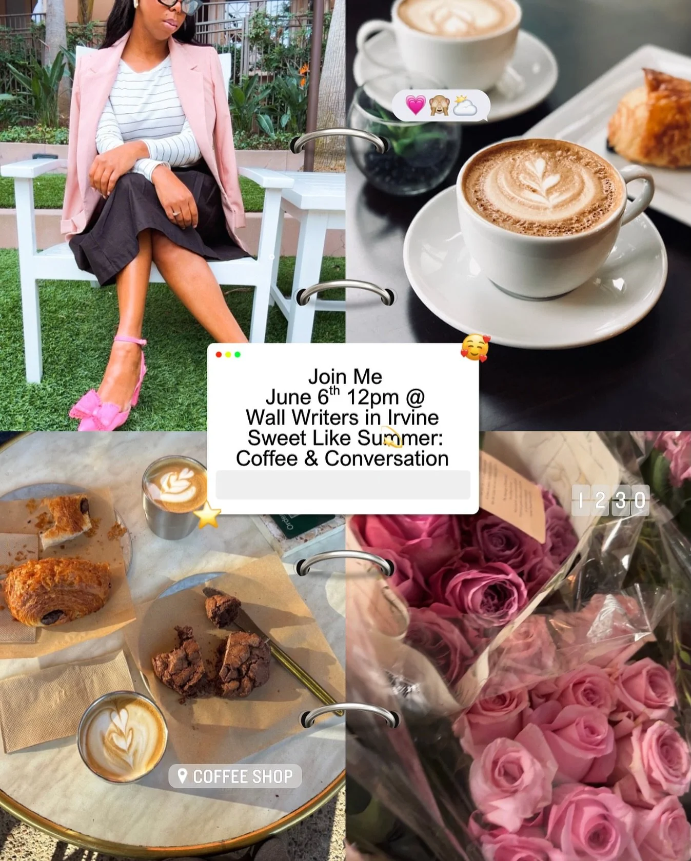 Sweet Like Summer ☕️🍓✨
Ladies, I would love for you to join me for our next Coffee &amp; Conversation gathering on Saturday, June 6th at 12PM at Wall Writers Coffee in Irvine, CA.
There&rsquo;s something special about slowing down, sharing stories, 
