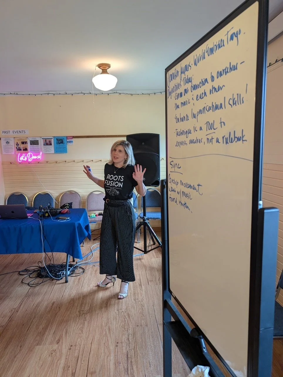 Teaching Tango Foundations Bootcamp in Port Townsend at Roots Fusion, May 2026