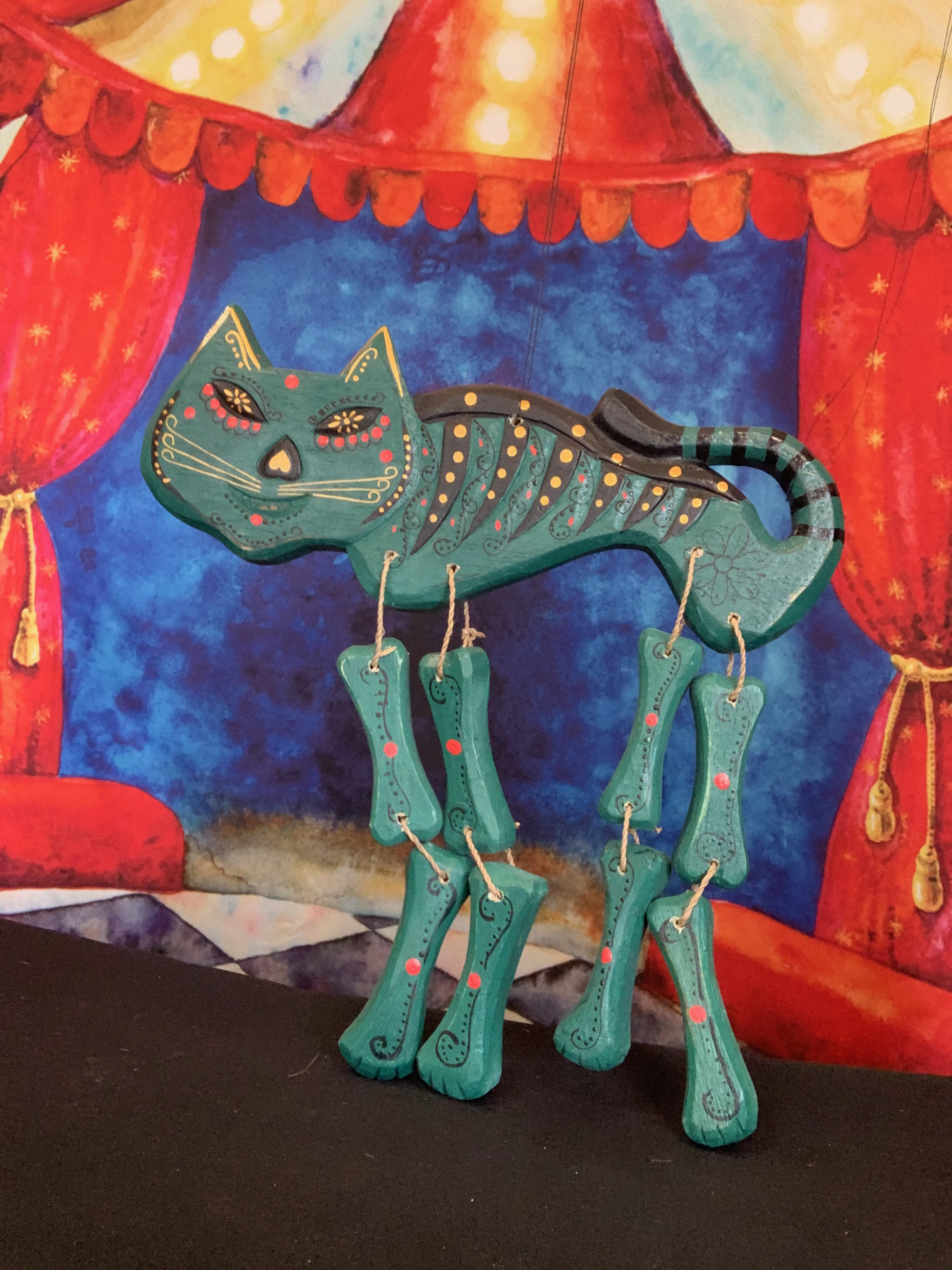 Puppet of the Day - Wooden Cat Marionette