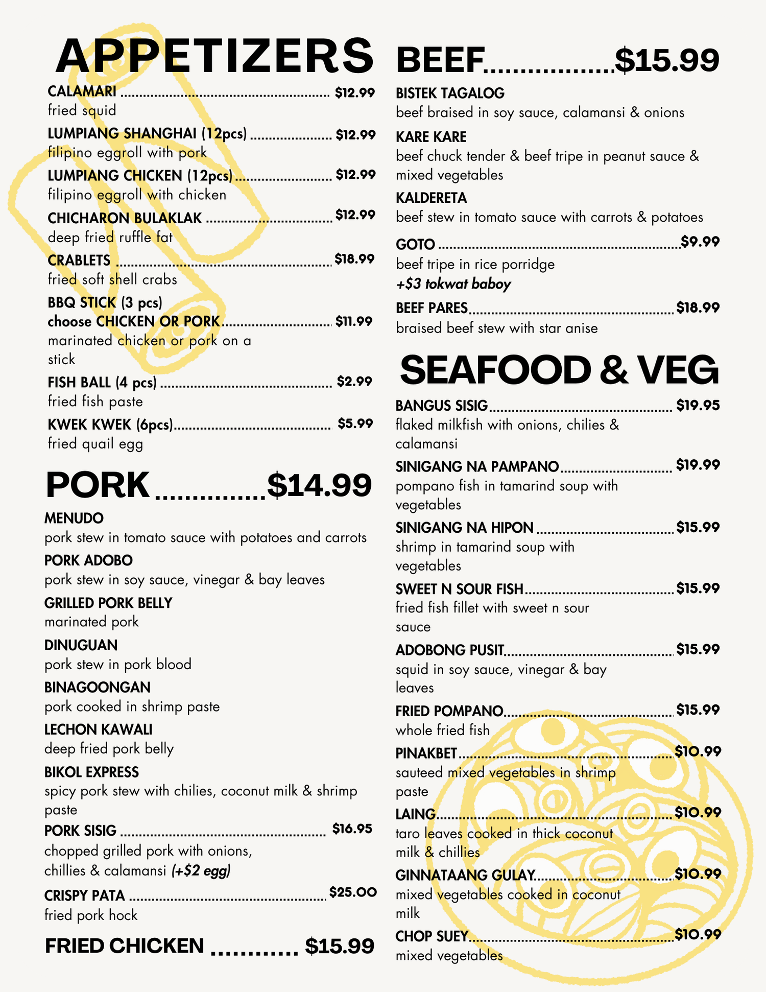 Full Menu — Pinoy Gourmet