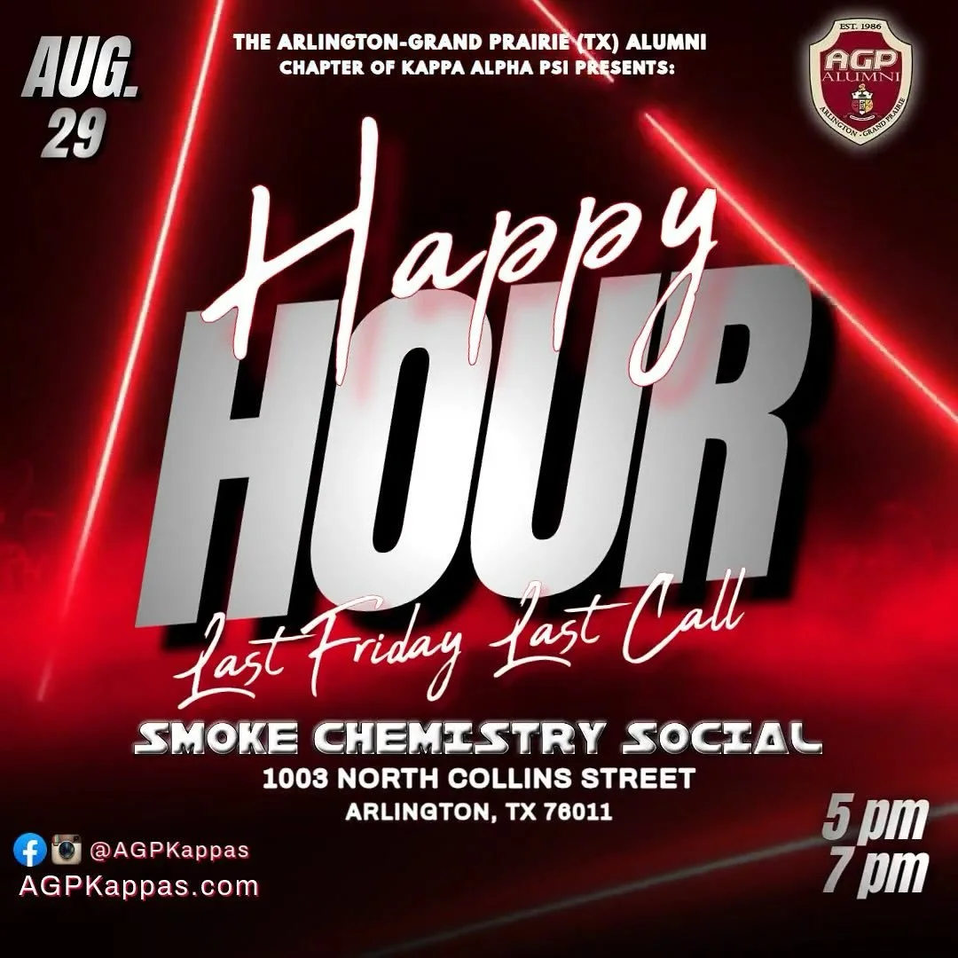 Join AGP for another Happy Hour on August 29th! 
Come relax, connect, and enjoy great company from 5-7 Smoke Chemistry Social! See you there!