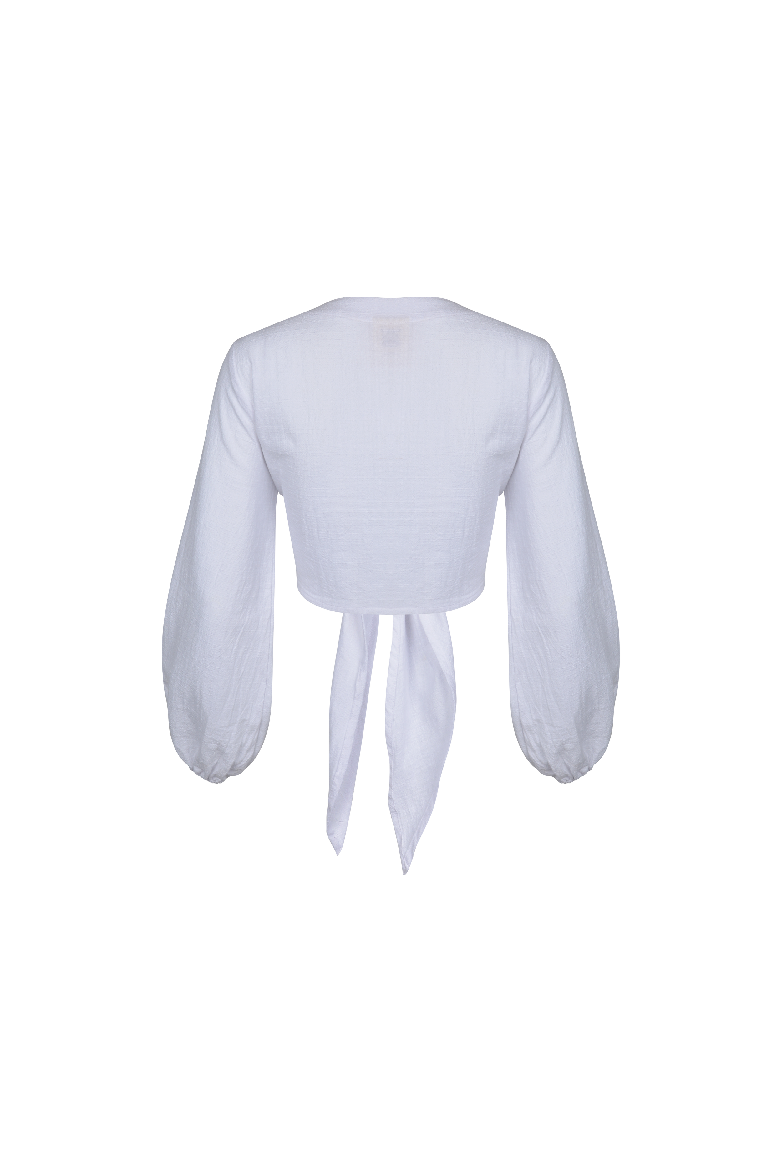 Muse cropped organic cotton wrap shirt in white by SOULLA the Label