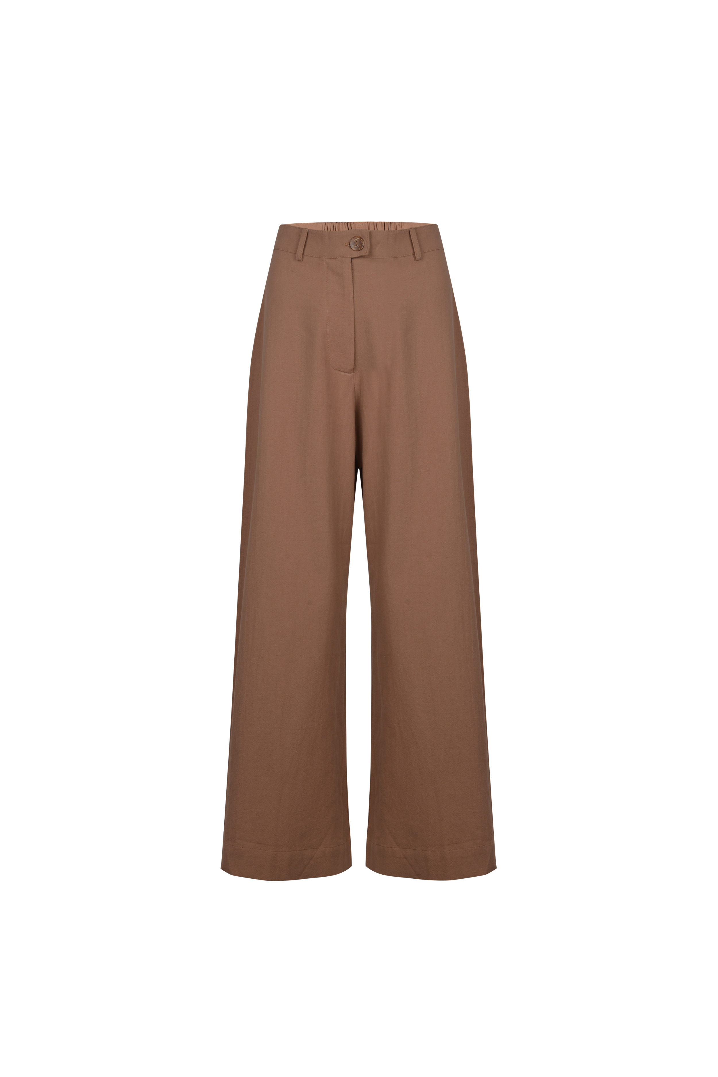 Wide leg cotton-linen palazzo pants in terracotta by SOULLA the Label