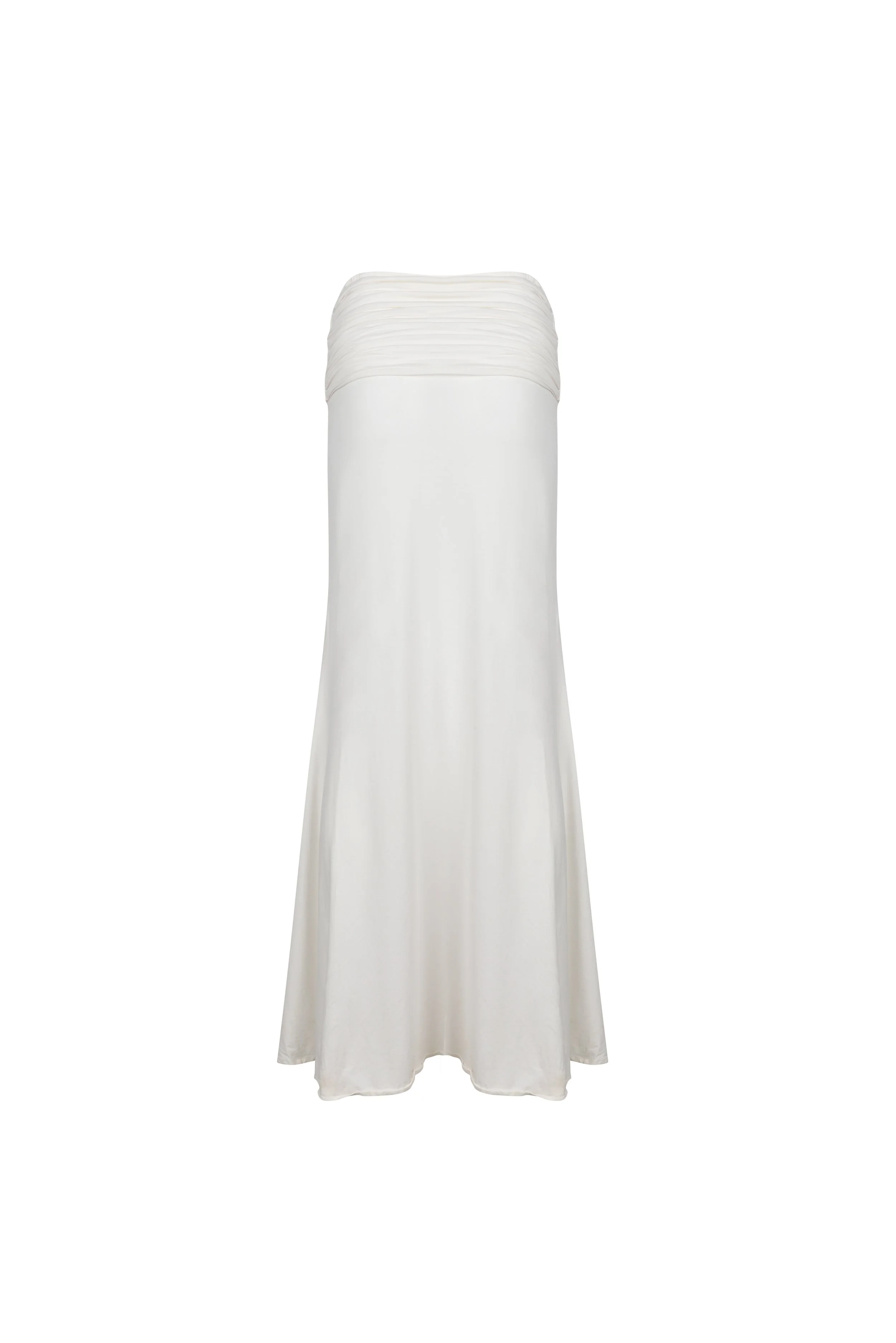 Brisa maxi skirt with ruched waistband in white by SOULLA the Label