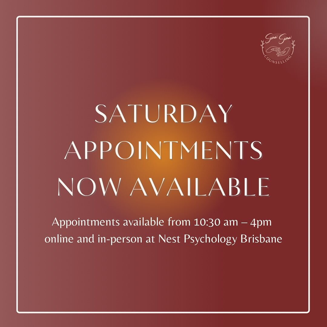 Very excited to share that I am now offering appointments on Saturdays! ✨ This decision came from trying to make therapy more accessible for busy people who work during the week and busy parents. In addition to Saturday appointments, I still offer af