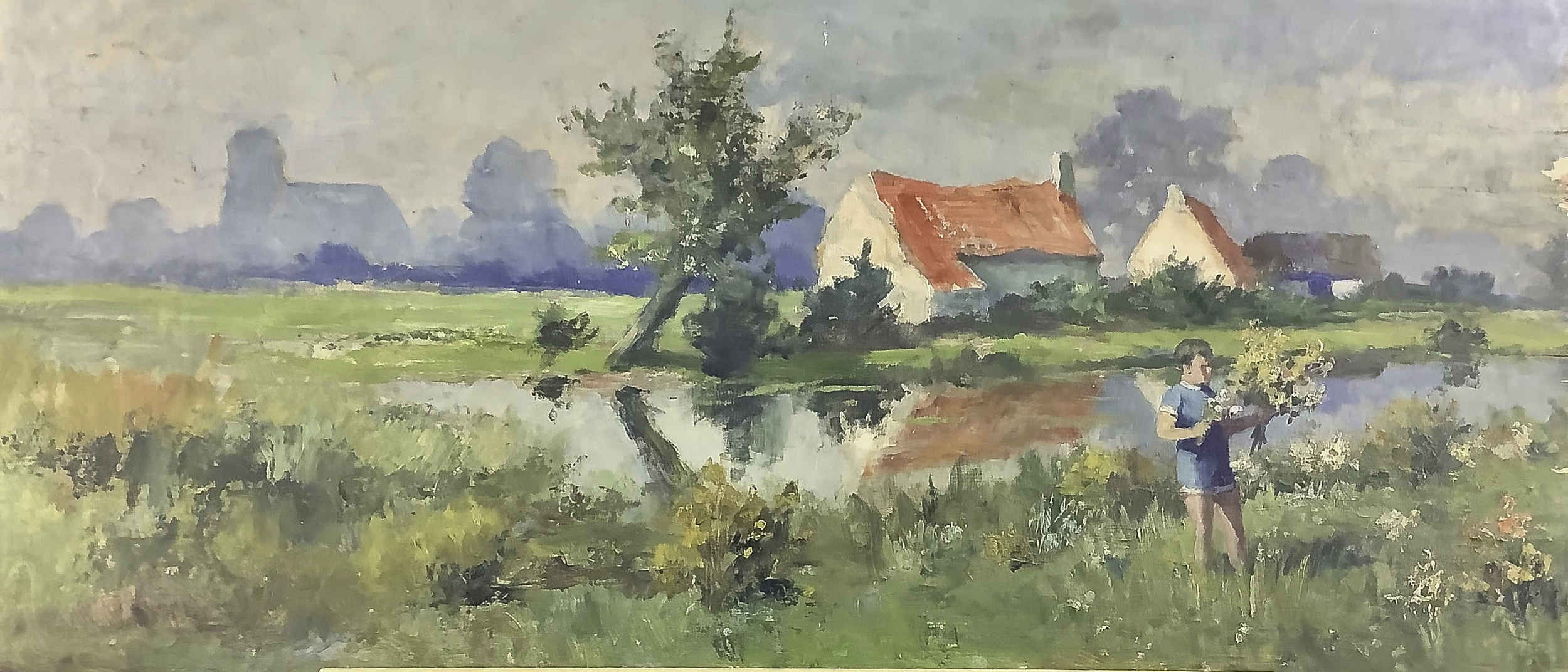 David Davies (1864-1939) Boy In Field Landscape