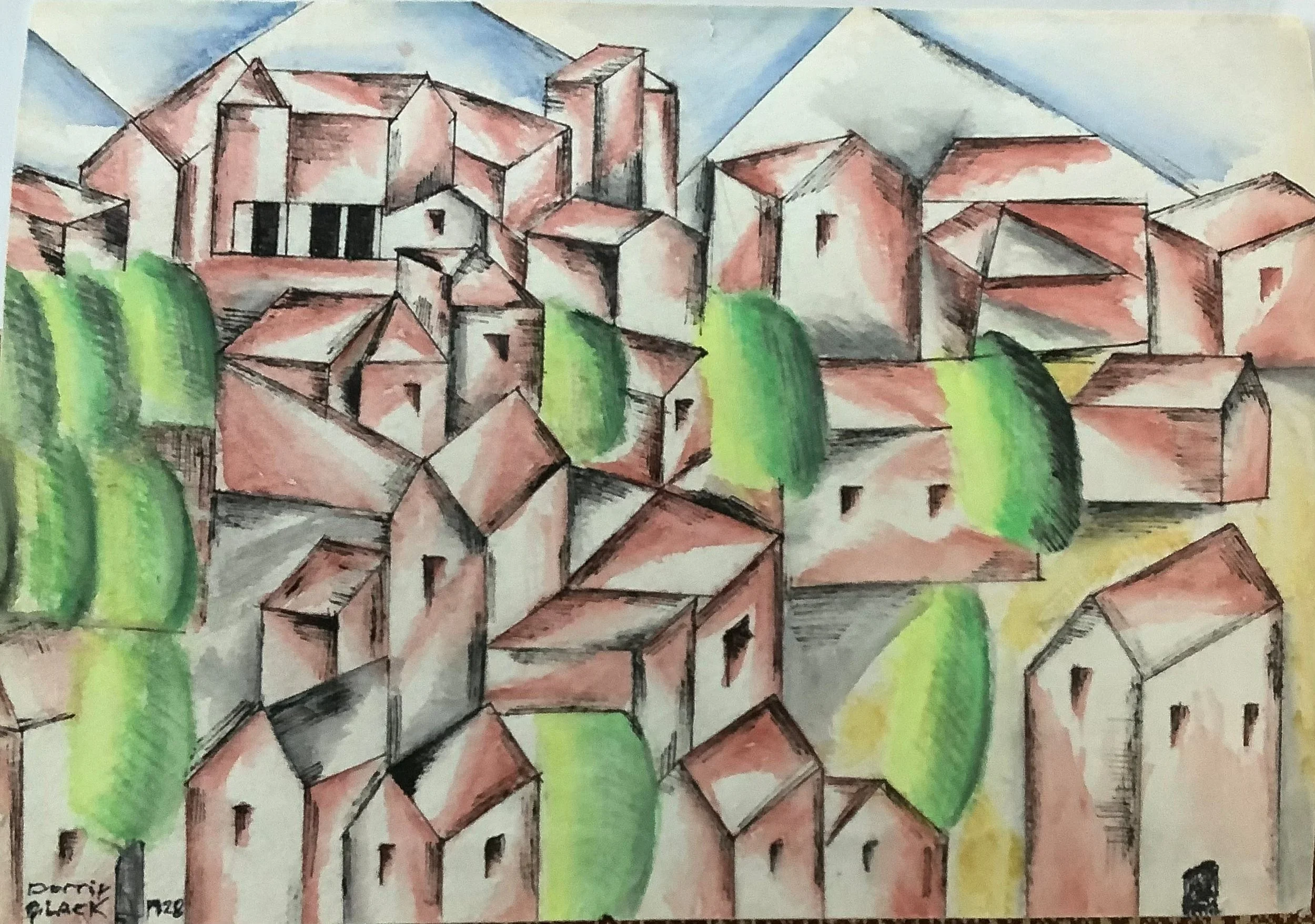 Dorrit Black Mirmande rooftops, France, 1928