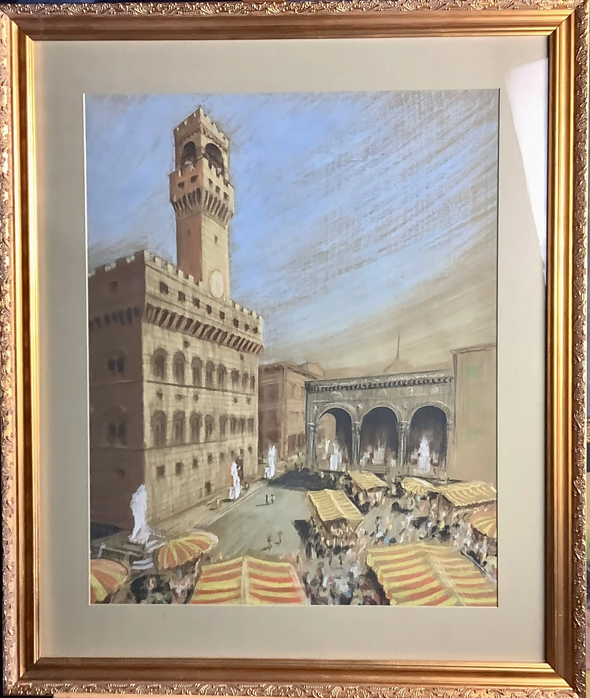 Attr: Hilda Rix Nicholas San Marco Piazza, Doges Palace C.1908 oil pastel on paper