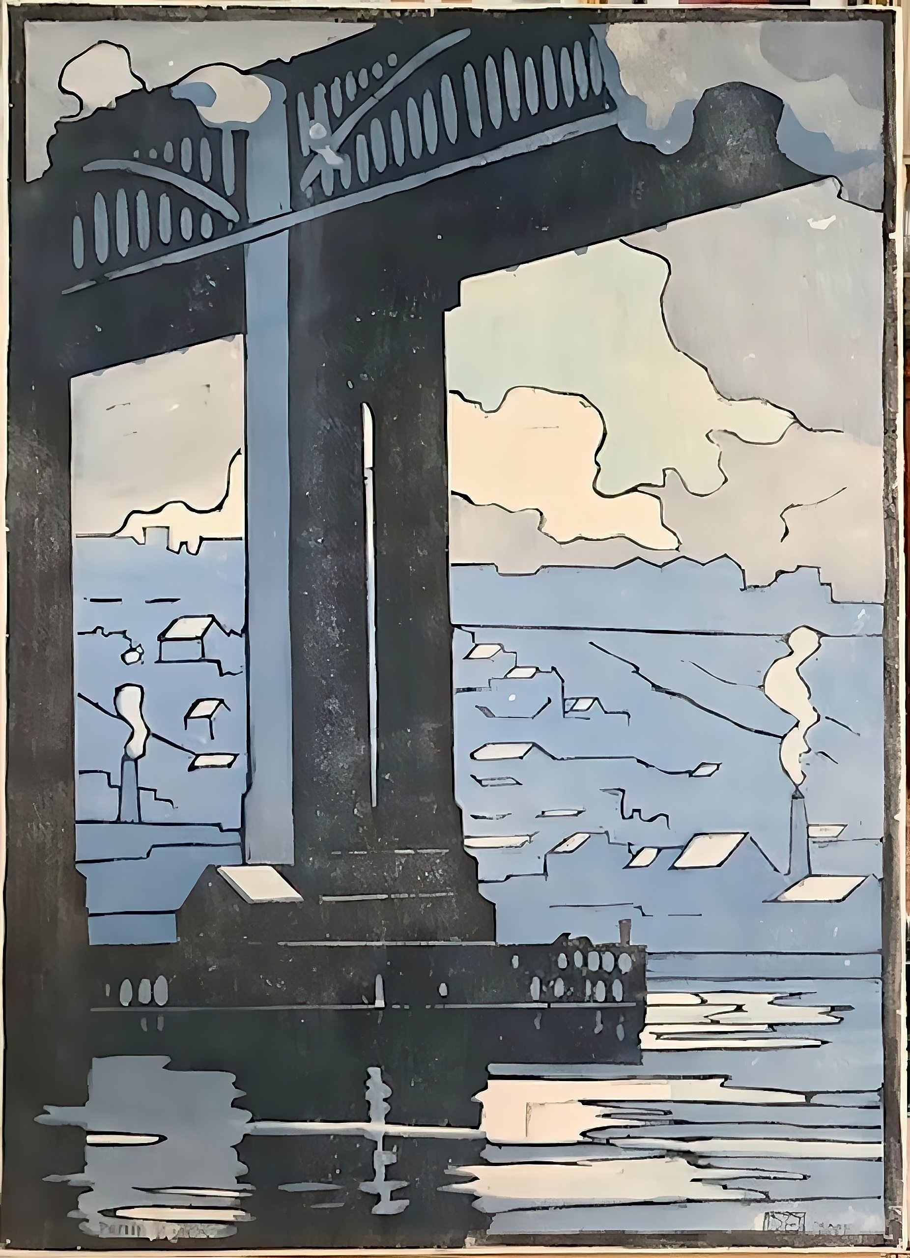 Dorrit Black Sydney Harbour Bridge Linocut