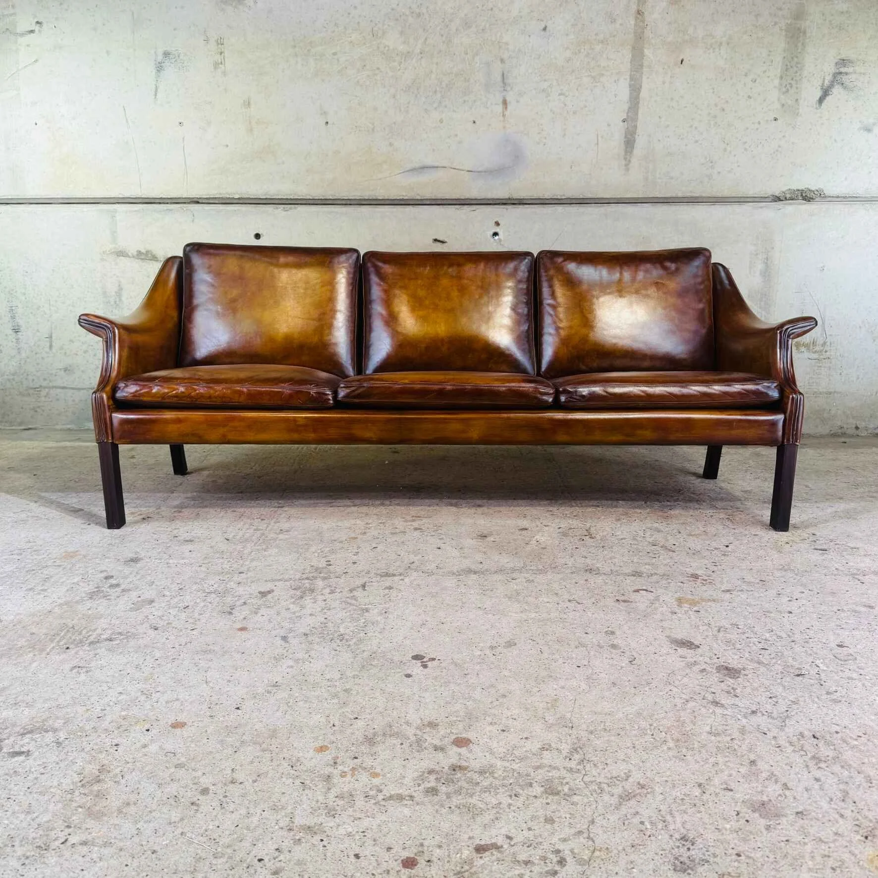 Vintage Danish Three-Seater Dark Tan Leather Sofa.jpeg