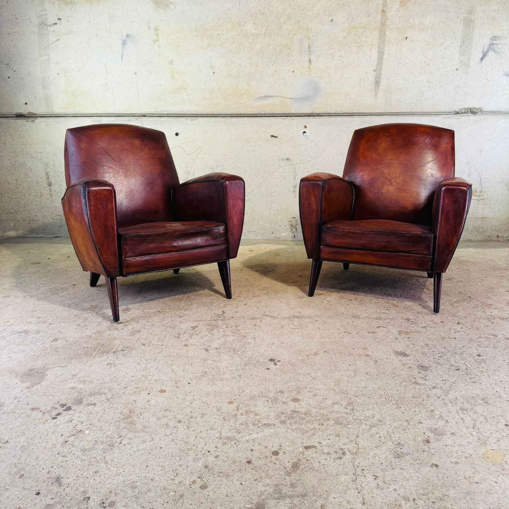 Pair of Vintage 1920s French Tan Leather Lounge Chairs – Neat Proportions.jpeg