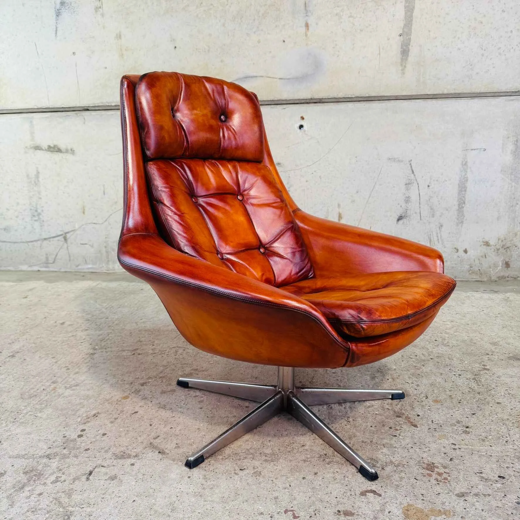 1970s Danish Swivel Egg Chair by Bramin – Cognac Leather, Chrome Base (2).jpeg