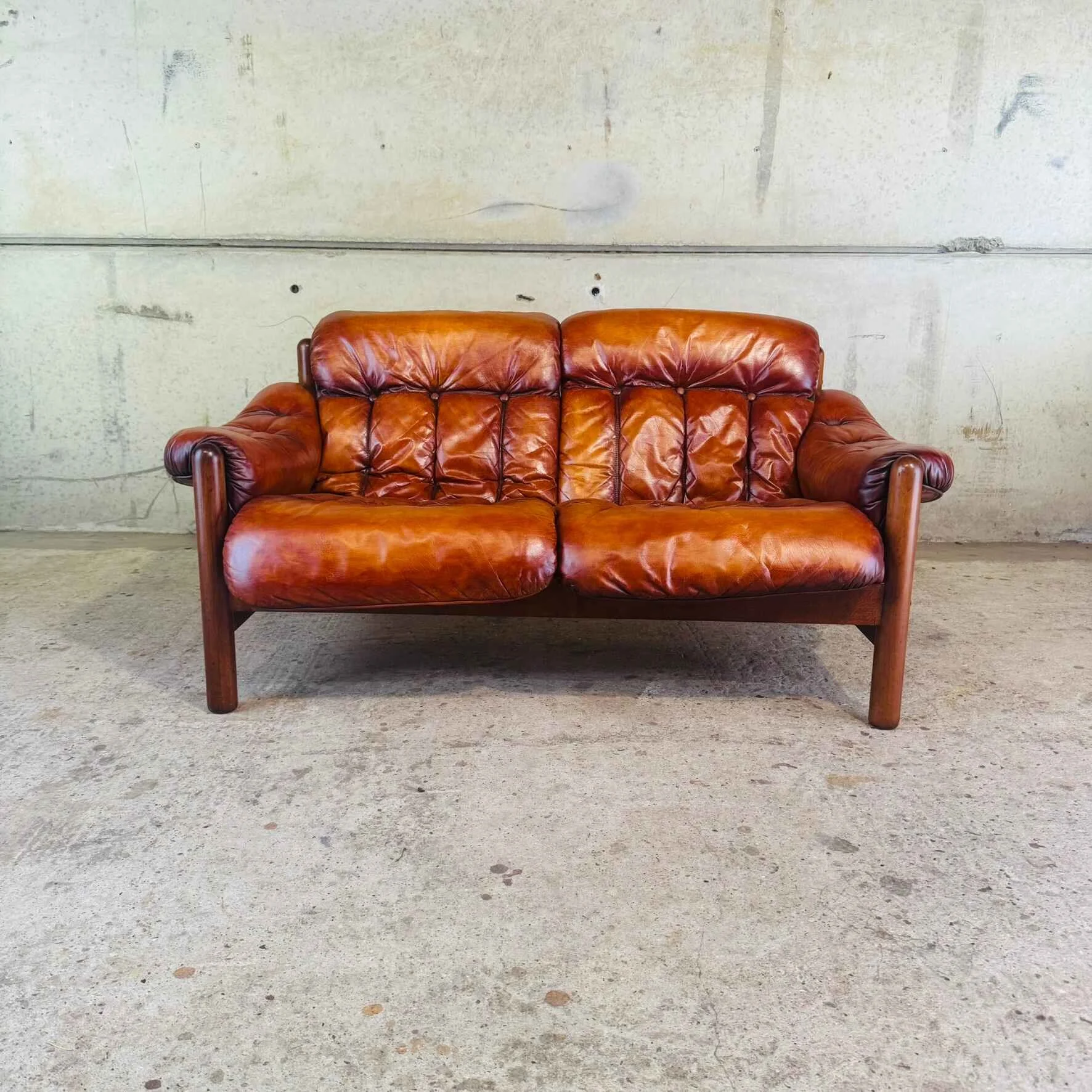 Vintage Arne Norell Two-Seater Tan Leather Sofa – Made in Sweden.jpeg
