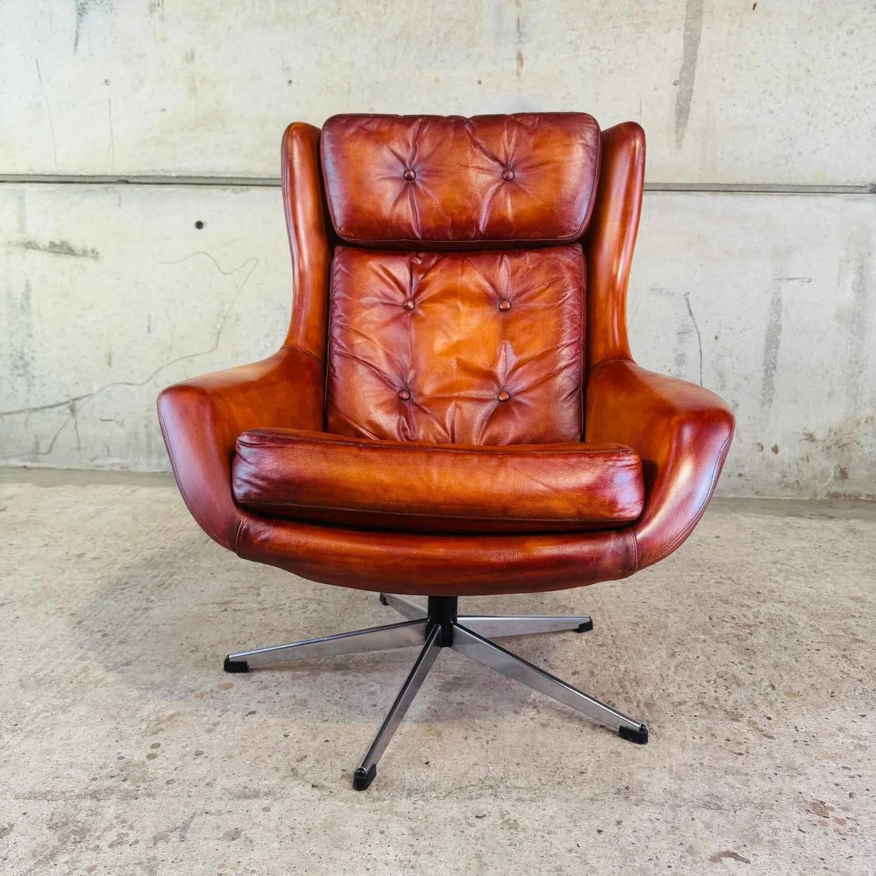 Vintage Danish Cognac Leather Egg Chair – Swivel (2).jpeg