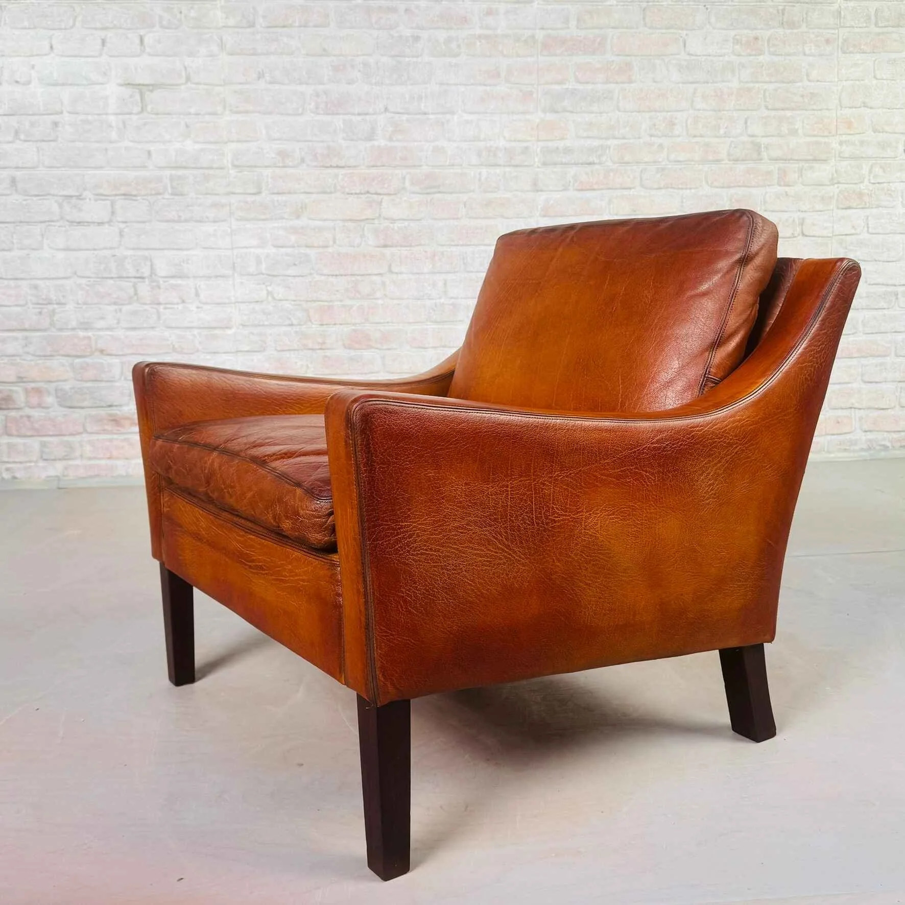 Neat 1970s Danish Leather Armchair – Hand-Dyed Tan Colour (2).jpeg