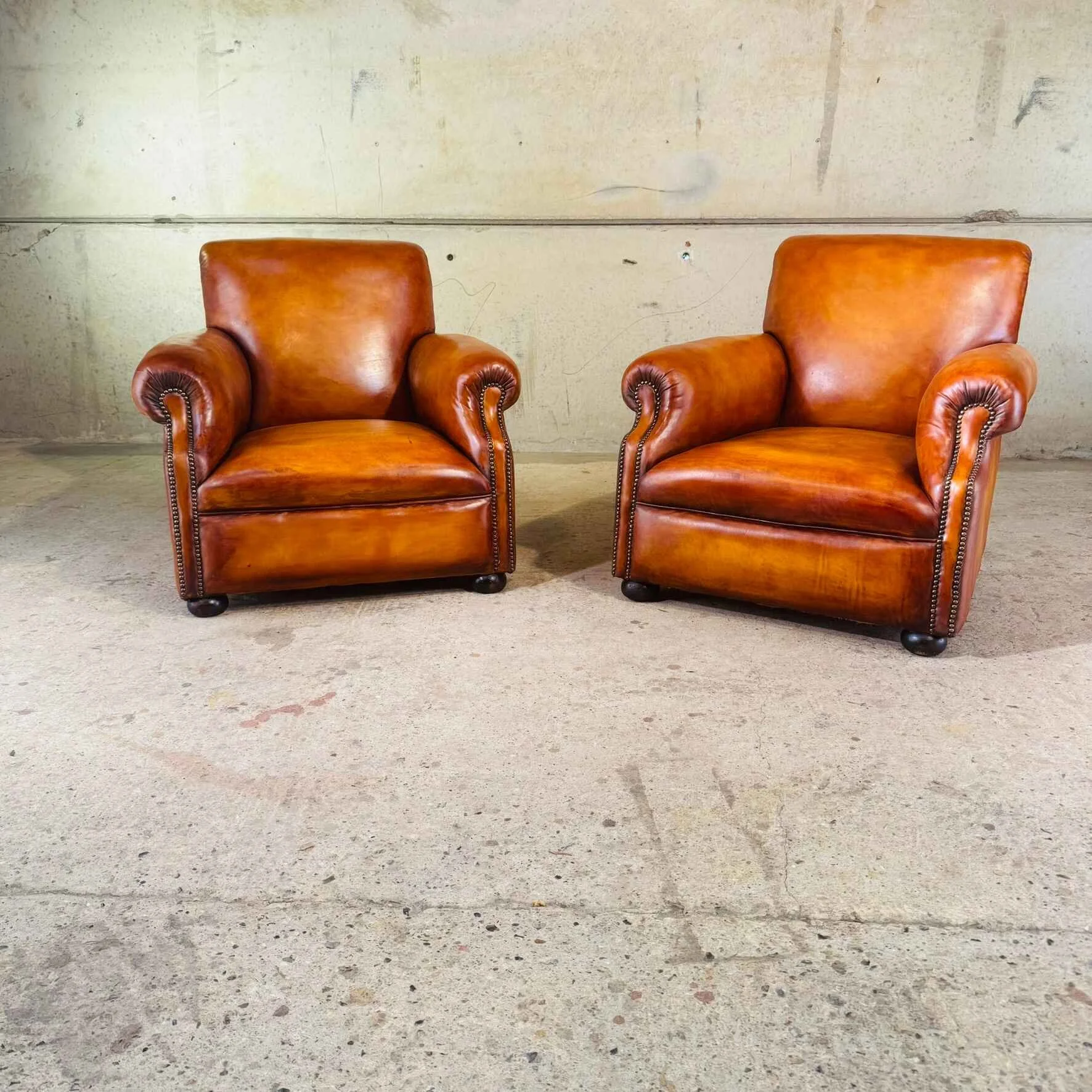 Pair of Huge Country House Cognac Leather Armchairs – Circa 1920.jpeg