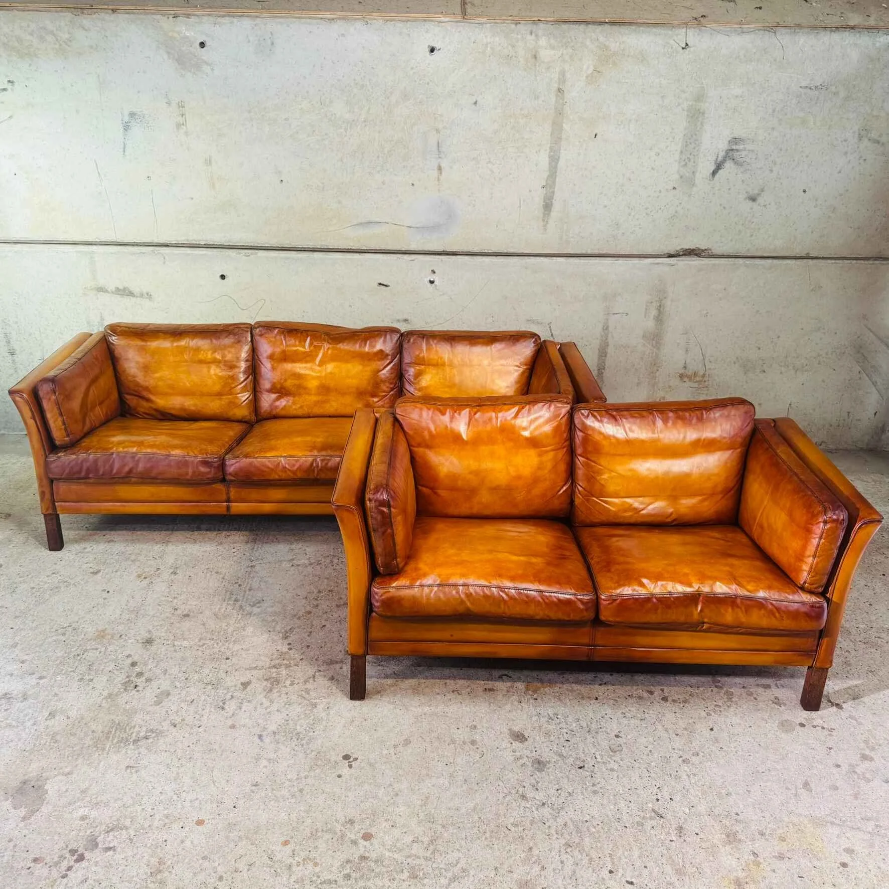 Vintage Danish 1970s Mogens Hansen Tan Leather Two- and Three-Seater Suite (2).jpeg