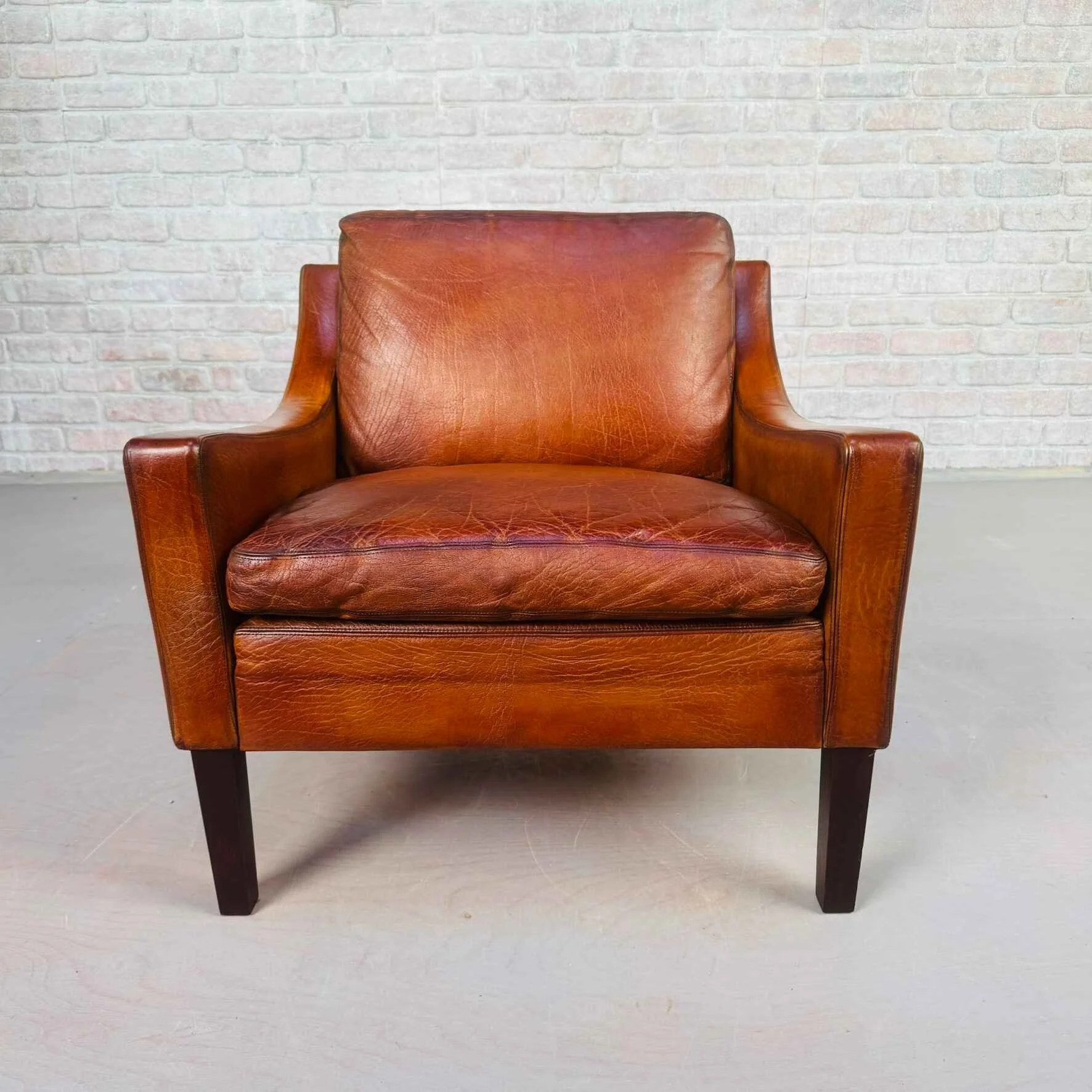 Neat 1970s Danish Leather Armchair – Hand-Dyed Tan Colour.jpeg