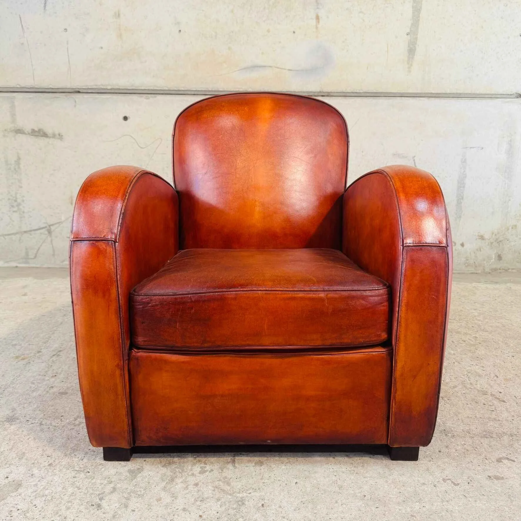 Vintage Art Deco Inspired Cognac Leather Armchair (2).jpeg
