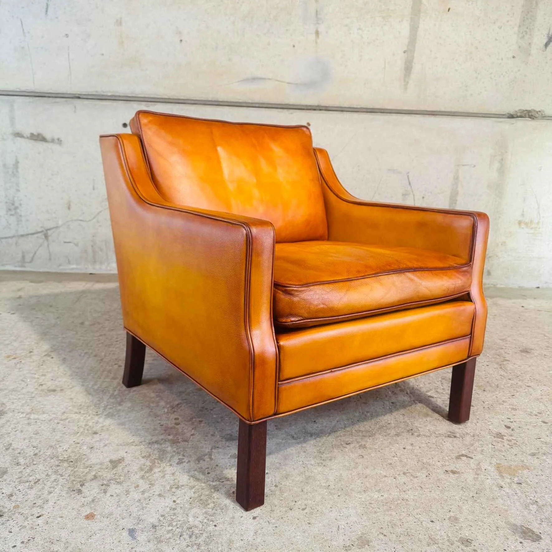 1970s Danish Børge Mogensen Style Light Tan Leather Chair (2).jpeg