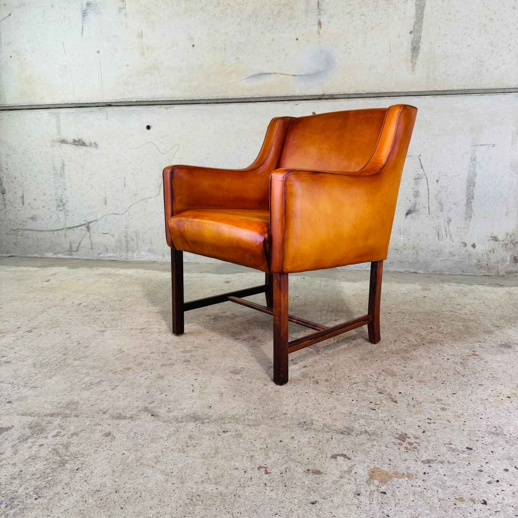 1960s Cognac Tan Leather Chair by Fredrik Kayser for Vatne Møbler Rosewood.jpeg