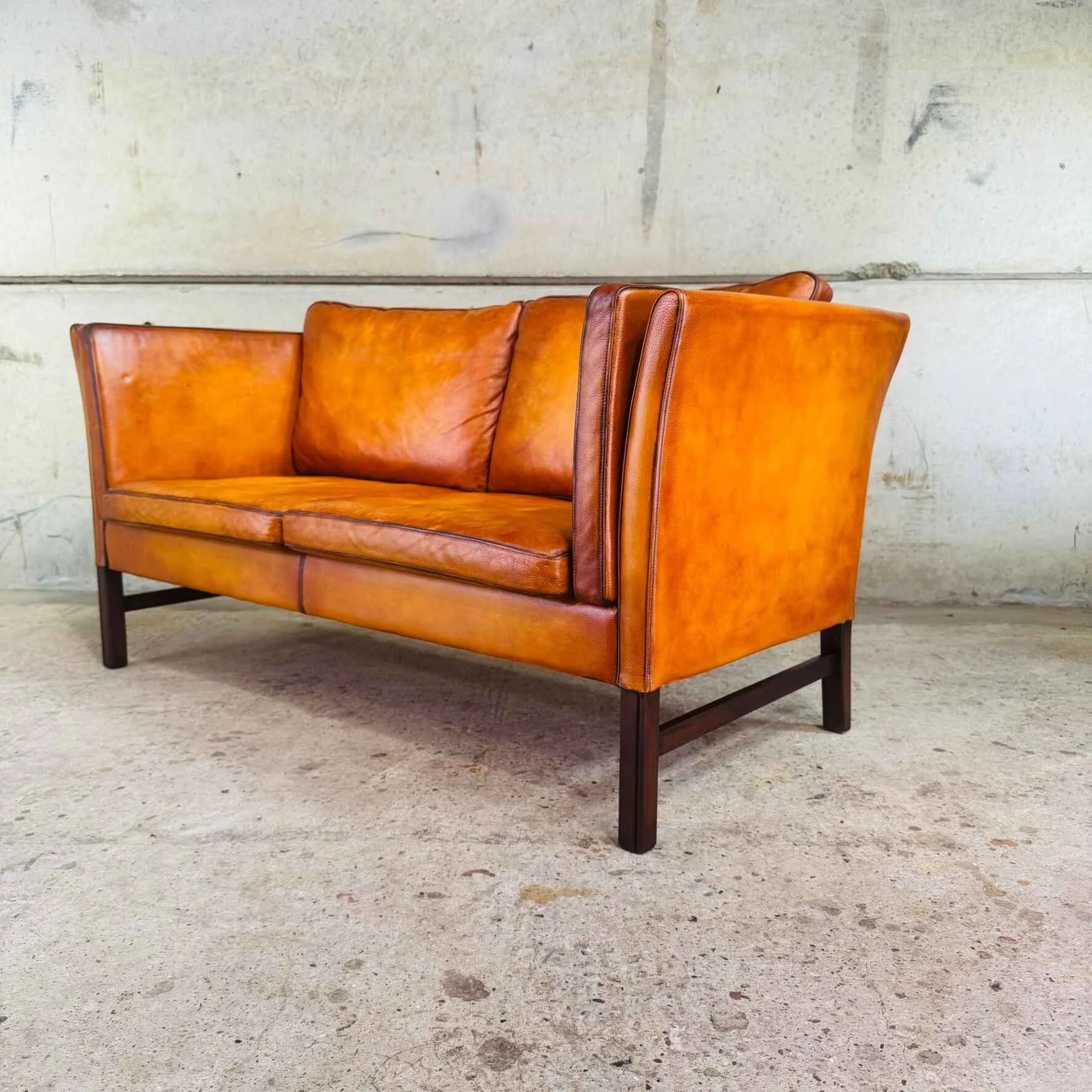 Vintage Danish 1970s Cognac Leather Two-Seater Sofa (2).jpeg
