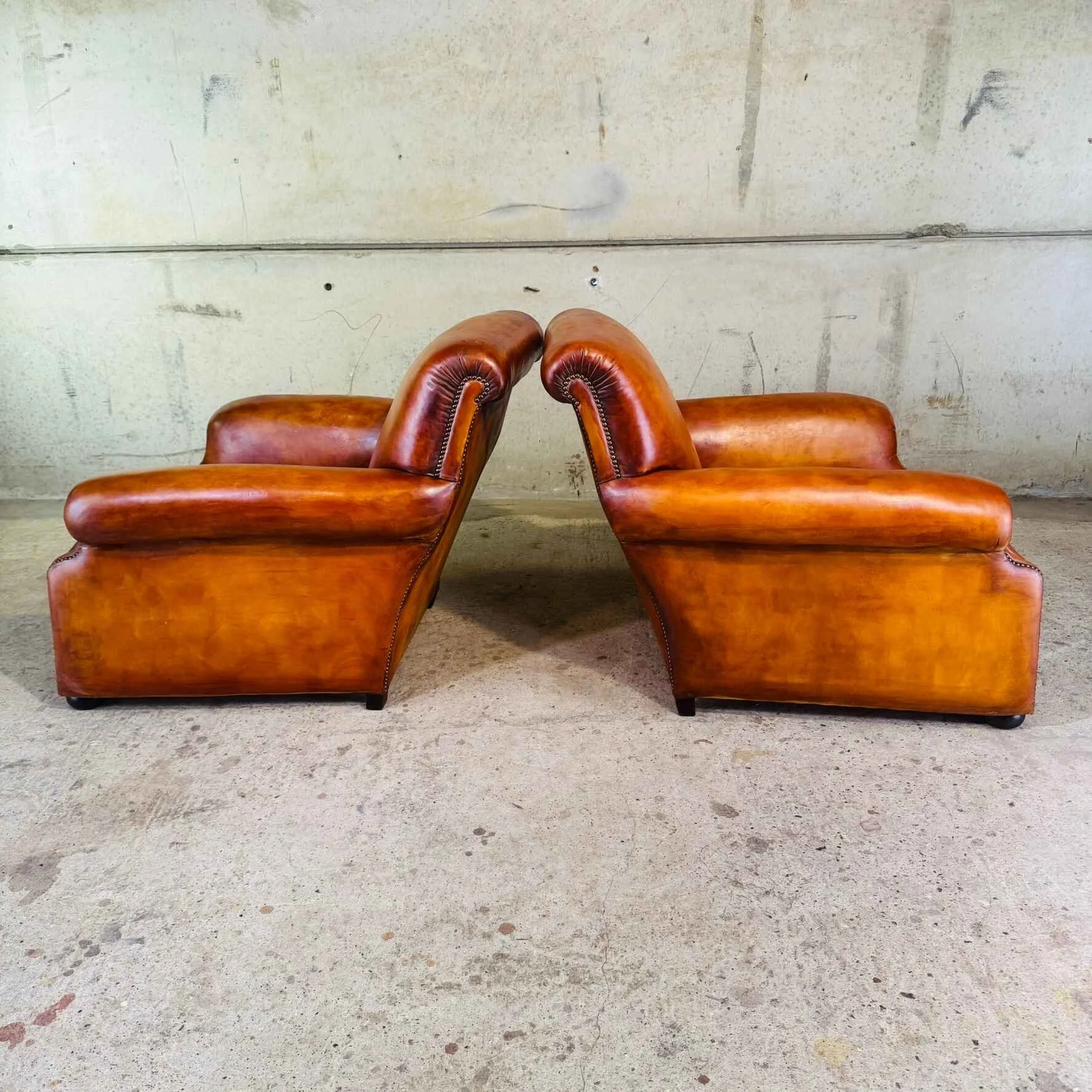 Pair of Huge Country House Cognac Leather Armchairs – Circa 1920 (2).jpeg