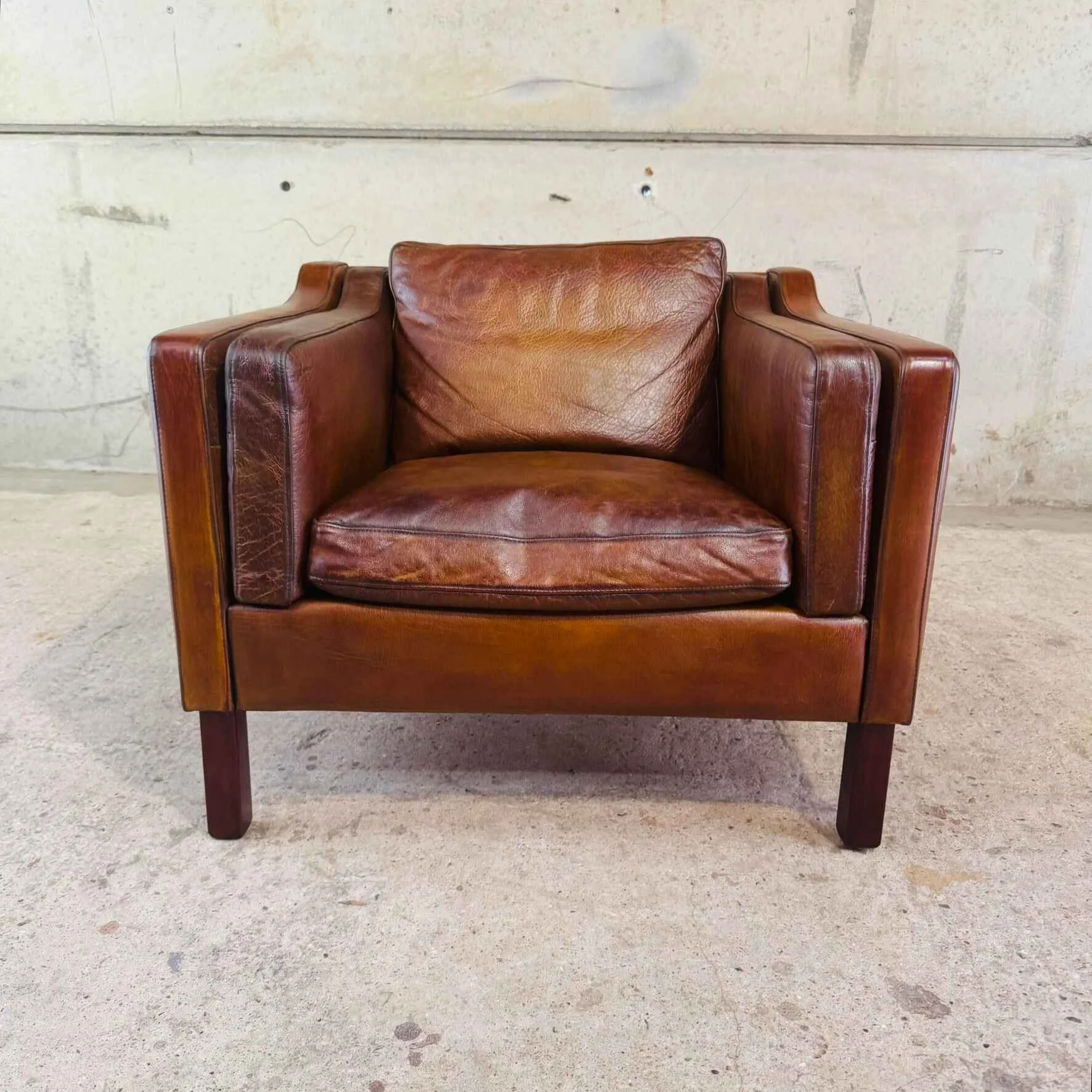 Vintage Danish 1970s Børge Mogensen Style Tan Leather Club Chair – Elegant.jpeg