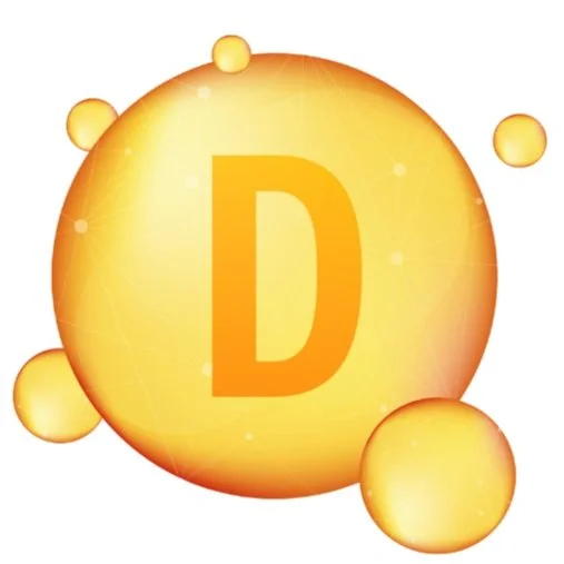 Illustration des Vitamin-D-Symbols mit leuchtenden orangefarbenen Kreisen