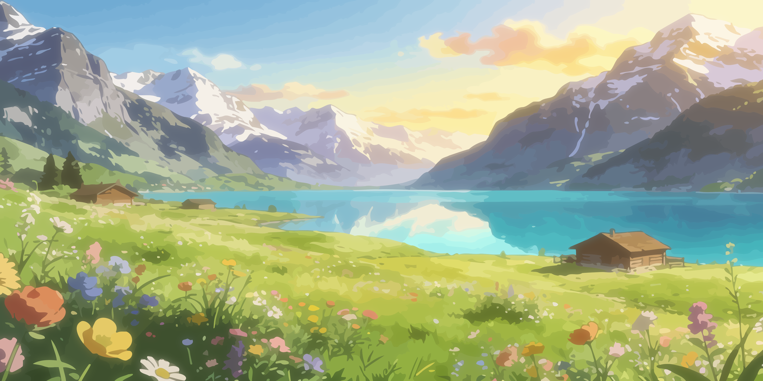 Image d'un petit village calme dans un beau paysage