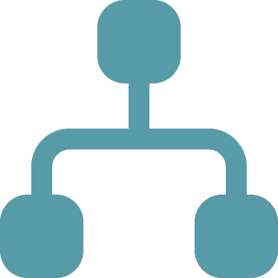 A simple network diagram with one central node connected to two other nodes.