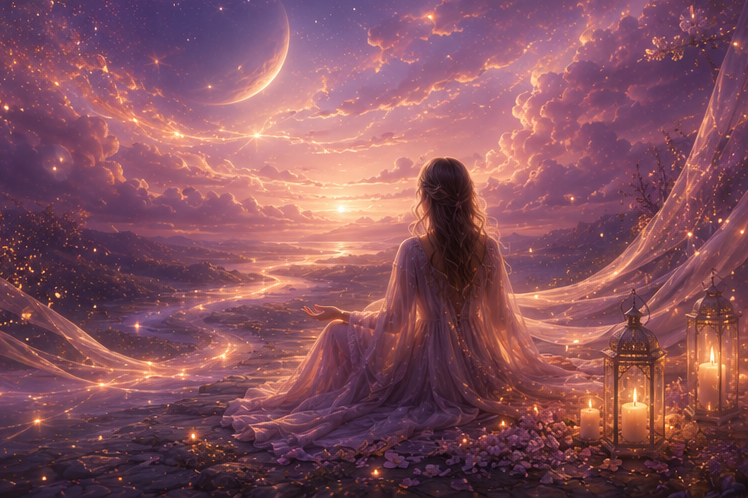 Meditation in a moonlit sky