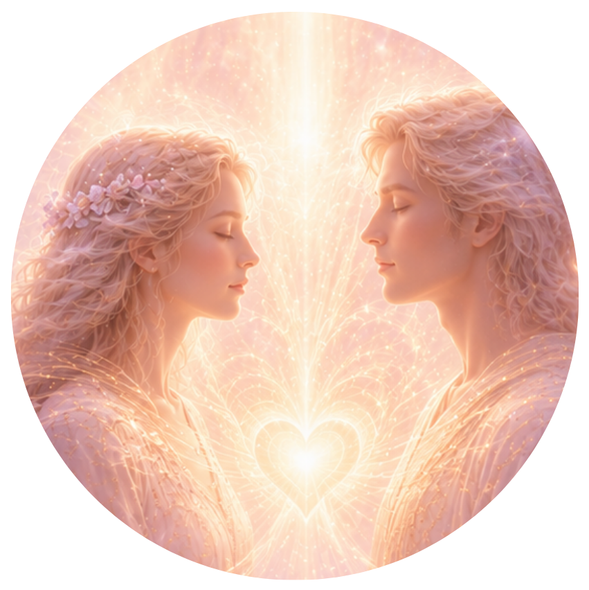 Two people in golden light