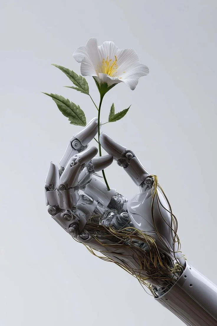 Роботизированная рука с цветком — Robotic Hand with Flower | Midjourney.jpg