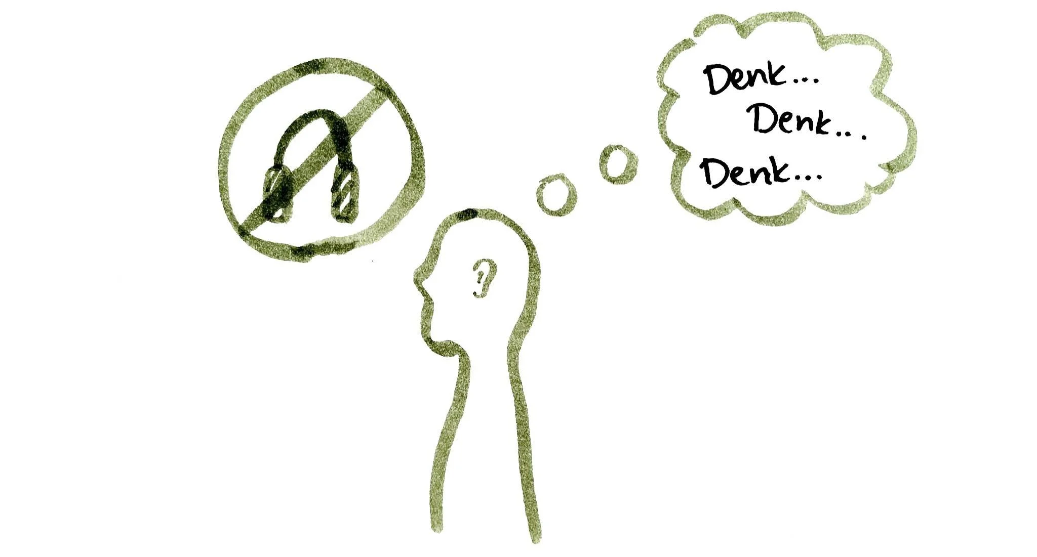 Illustration einer Person mit Denkblase.