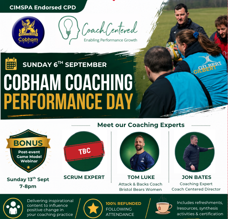 Cobham RFC Coaching Performance Day - Sunday 6th September