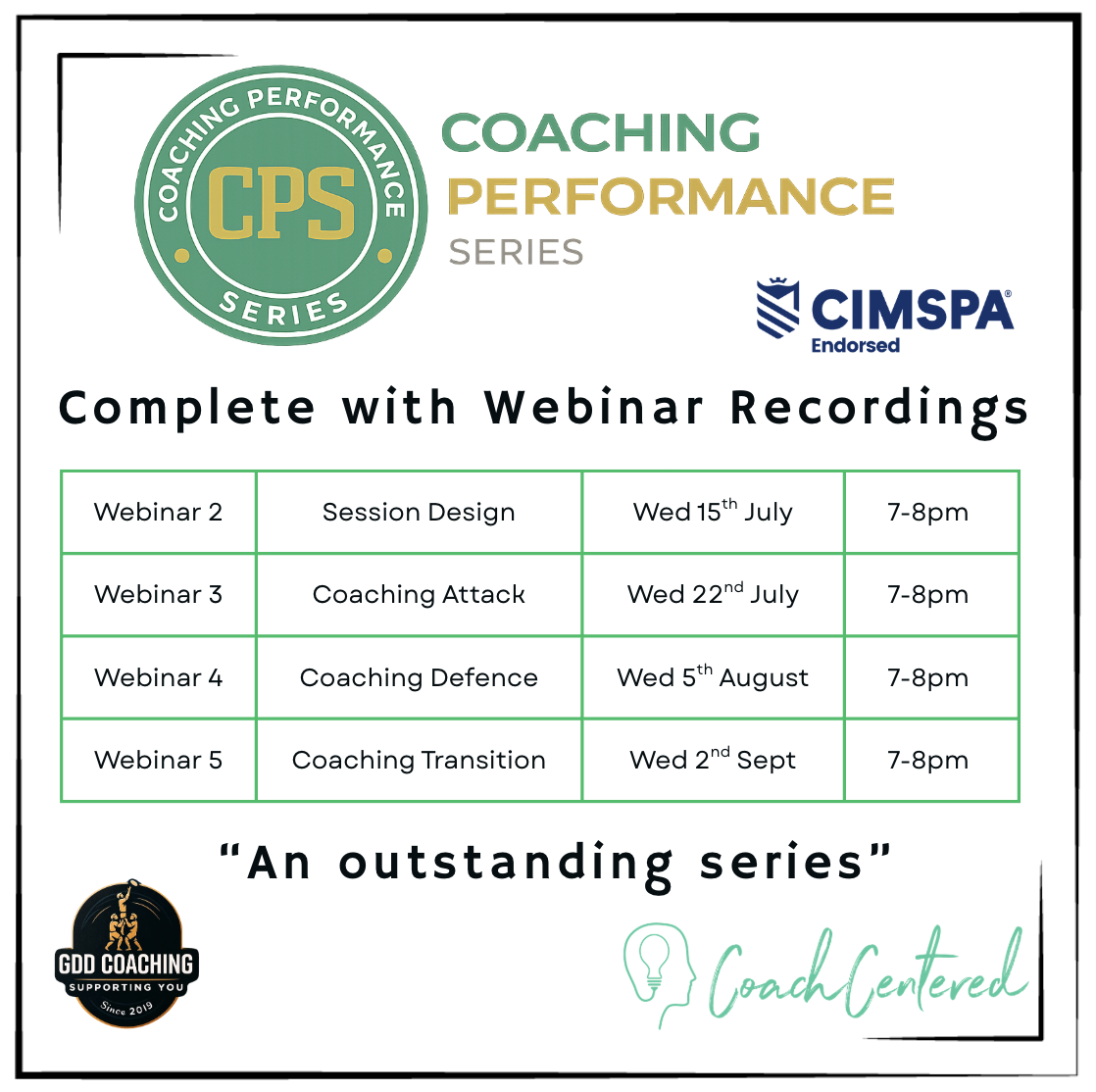Coaching Performance Series with follow-up Webinar Recordings (4 Webinars)