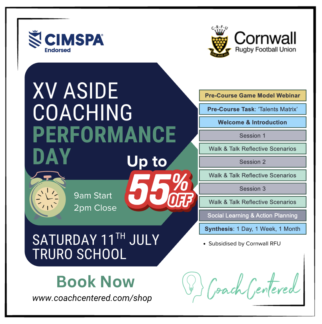 Saturday 11th July – Cornwall XV Aside Coaching Performance Day