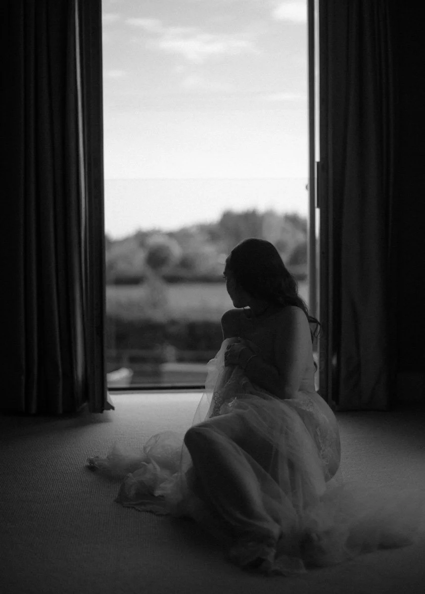  Elegant bridal boudoir portrait celebrating the final weeks before a destination wedding. 