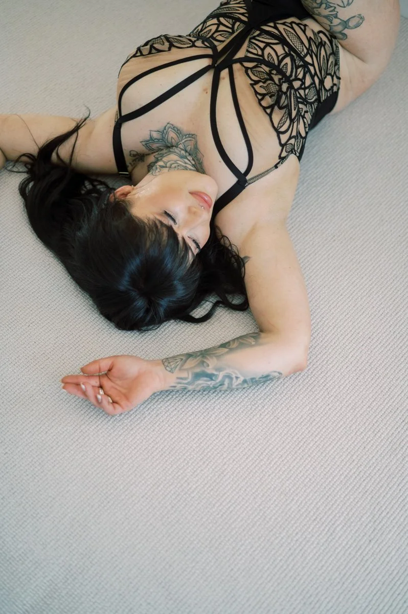  Elegant natural-light boudoir portrait captured during a luxury Hampshire boudoir experience. 