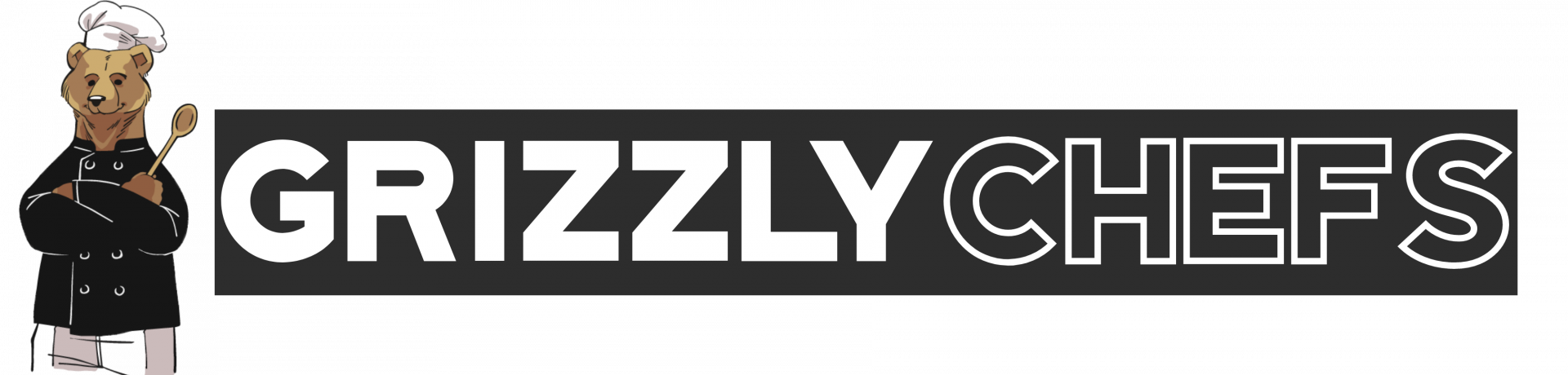 Logo for Grizzly Chefs featuring a bear dressed as a chef with a spoon