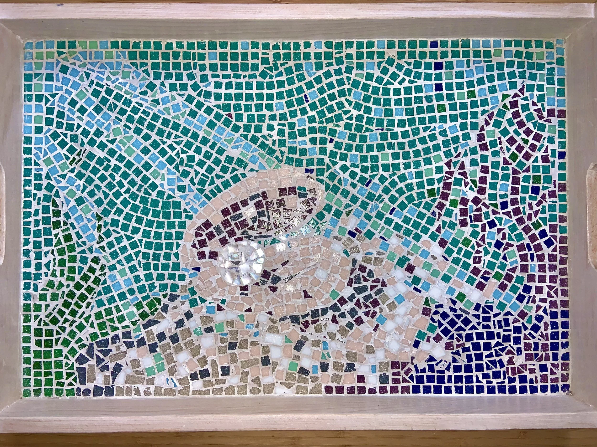 Mosaik - Mosaik auf Holztablett, 40 x 60 cm