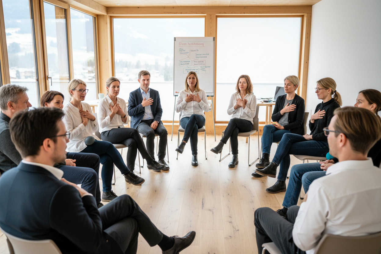 Teal stress management session during in a working setting