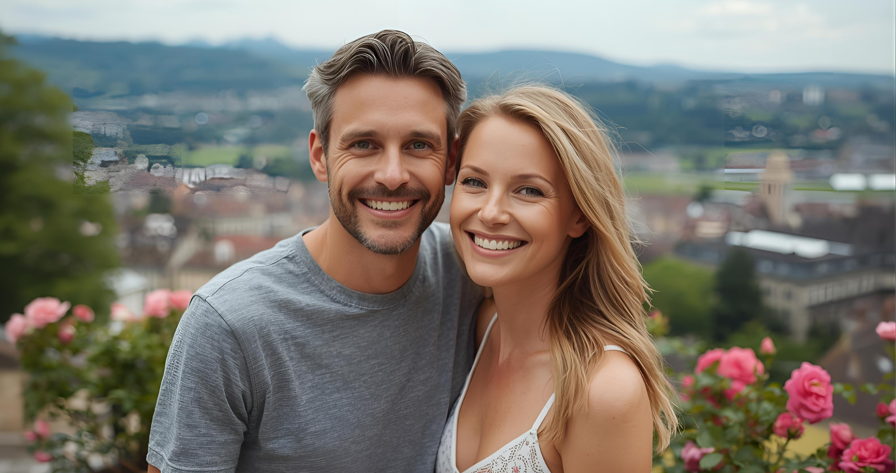 Couple picture having quality time and being happy in rosengarten