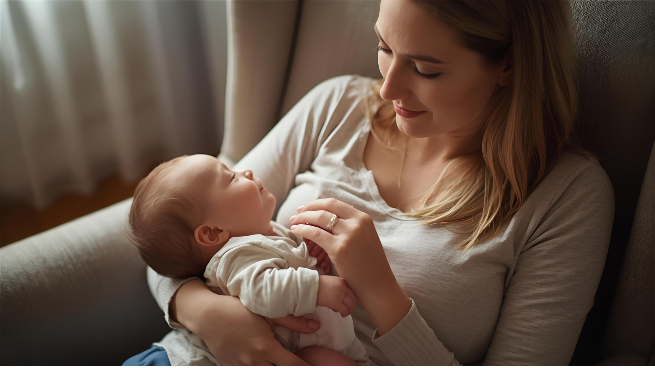 happy mom baby breast feeding