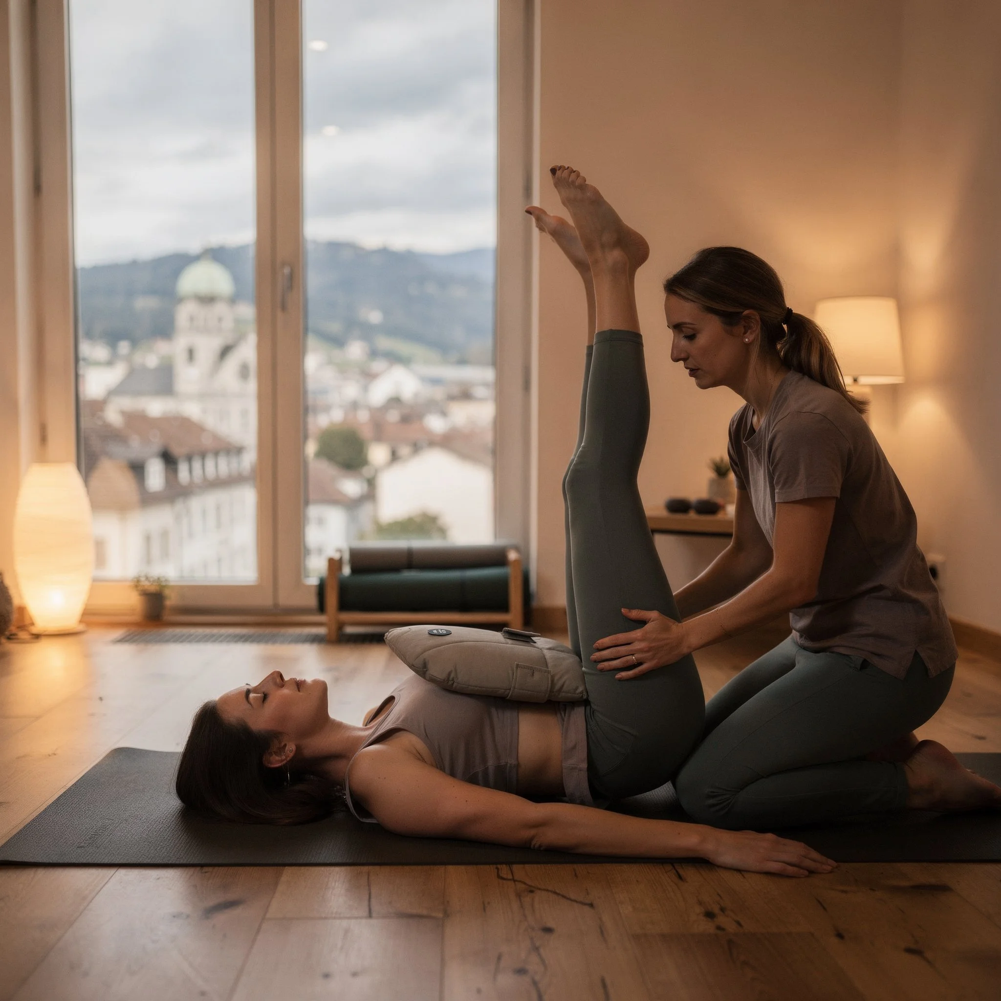 Yogatherapie Rückenliegen zur Nervensystem-Regulation im Mana Kendra