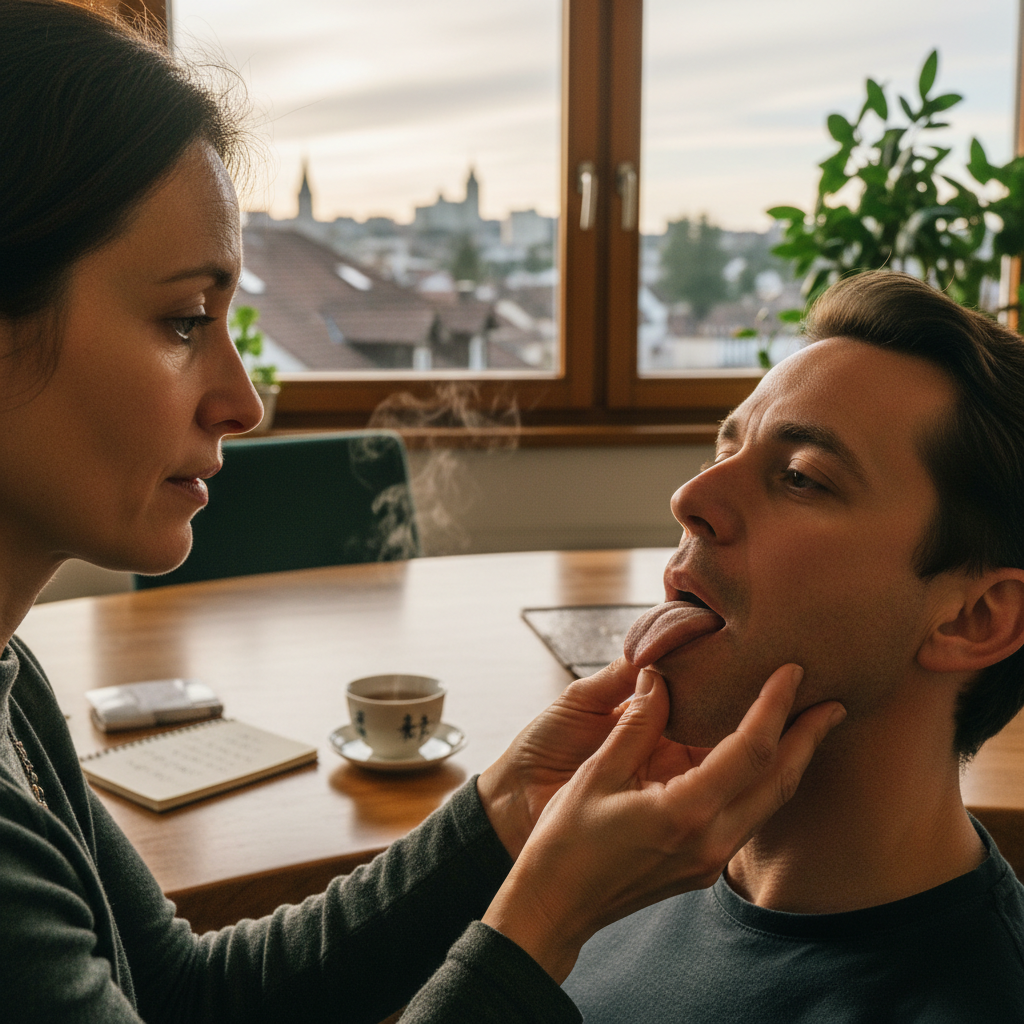 TCM-Zungendiagnose im Mana Kendra Ostermundigen mit Bern-Blick – Traditionelle Chinesische Medizin Bern